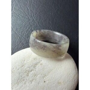 Natural Purple Jade Ring — Smoky Ink Cloud Band | Men’s Jade Ring Size 8/8.25 US